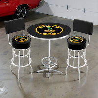 Polly Gas 3-Piece Pub Set, 42 in Table and 2 Swivel Stools with Backs