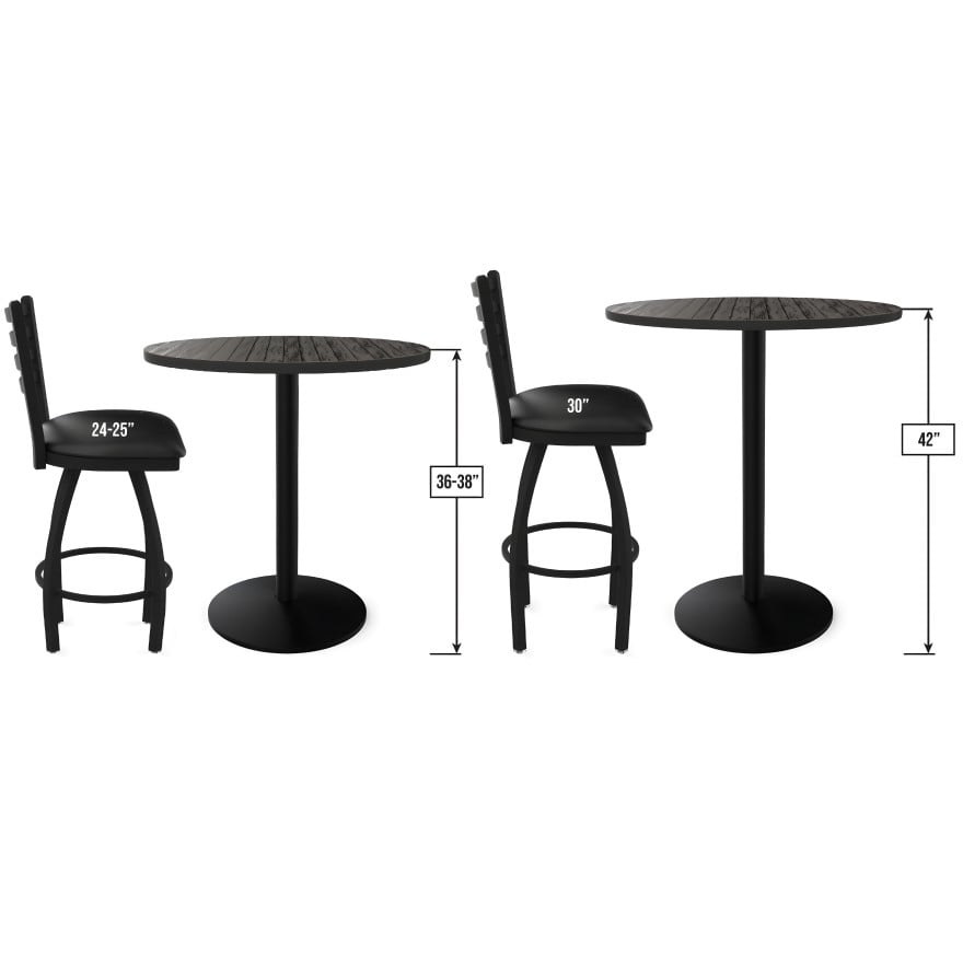 Polly Gas 3-Piece Pub Set, 42 in Table and 2 Swivel Stools with Backs