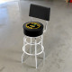 Polly Gas 25-Inch Swivel Bar Stool with Back, Chrome Double Ring