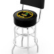 Polly Gas 25-Inch Swivel Bar Stool with Back, Chrome Double Ring