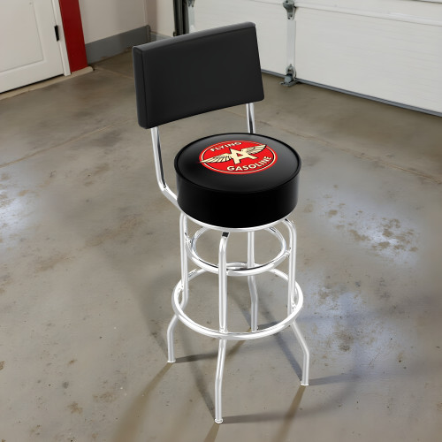 Flying A 30" Swivel Bar Stool with Backrest - Chrome Double Ring