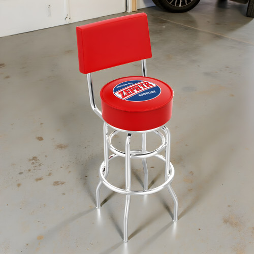 Zephyr 30" Swivel Bar Stool with Backrest - Chrome Double Ring