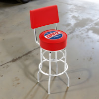 Zephyr 25-Inch Swivel Bar Stool with Back, Chrome Double Ring