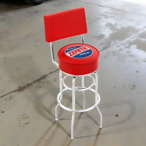 Zephyr 25-Inch Swivel Bar Stool with Back, Chrome Double Ring
