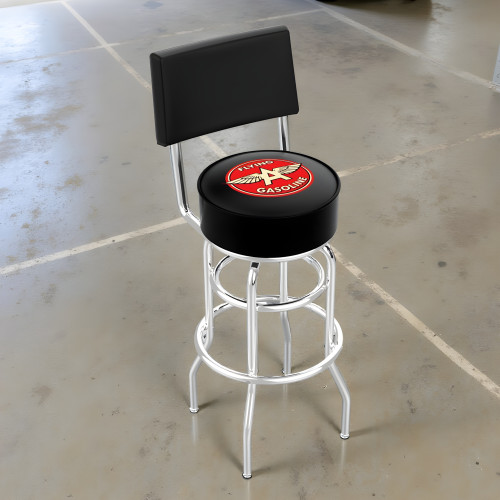Flying A 25-Inch Swivel Bar Stool with Back, Chrome Double Ring