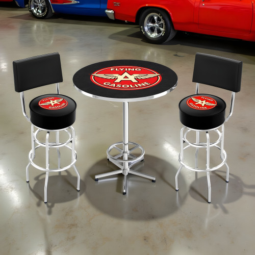 Flying A 3-Piece Pub Set, 42 in Table and 2 Swivel Stools with Backs
