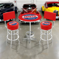 Zephyr 3-Piece Pub Set, 42 in Table and 2 Swivel Stools with Backs