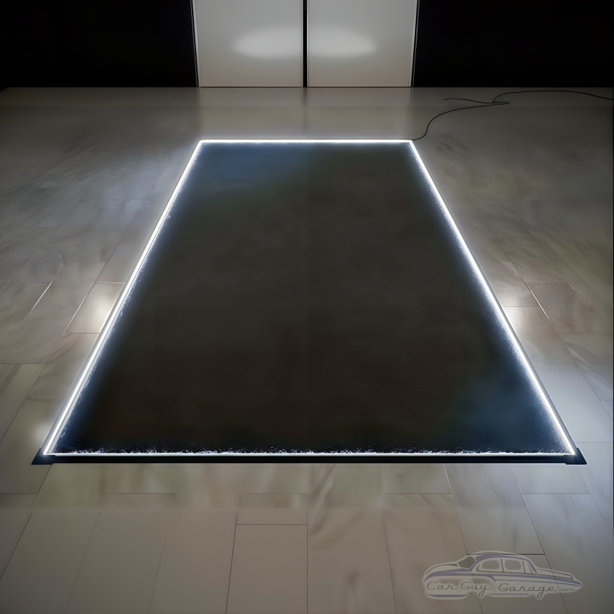 LED Edge-Lit Showroom Car Display Mat &ndash; 8'5" x 16'5" &ndash; Black Carpet
