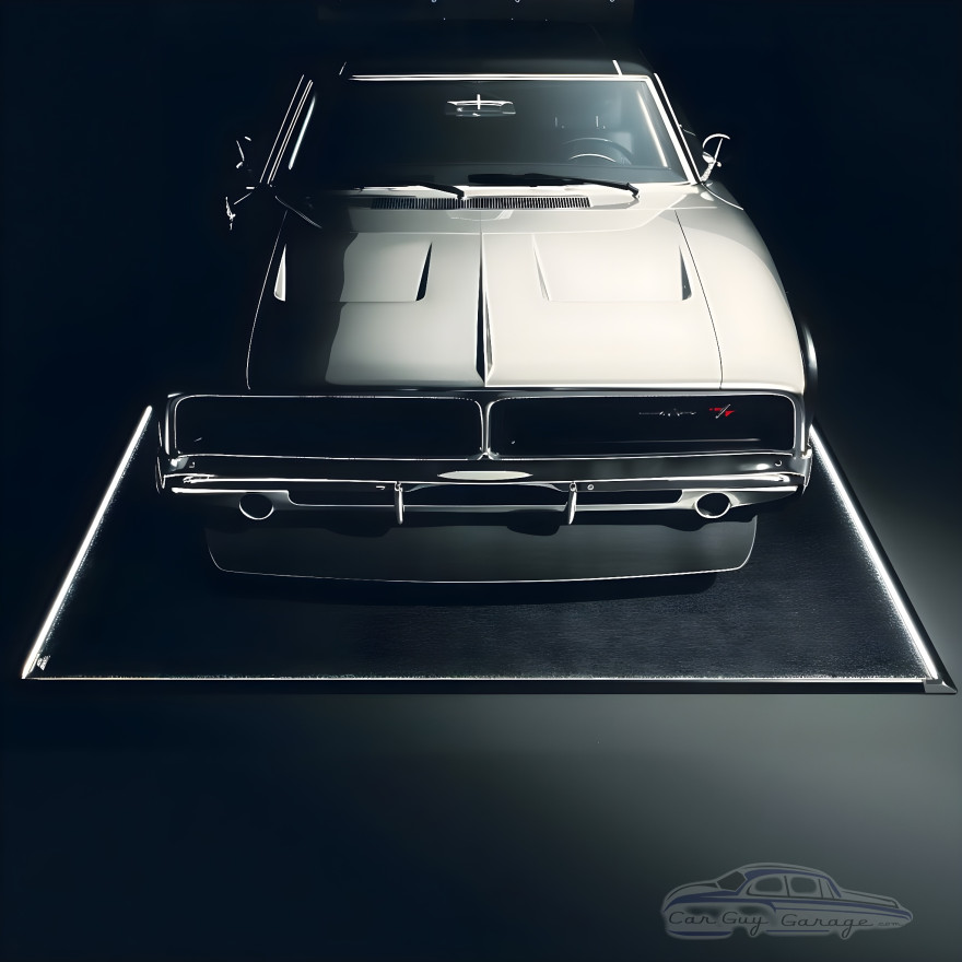 LED Edge-Lit Showroom Car Display Mat &ndash; 8'5" x 16'5" &ndash; Black Carpet