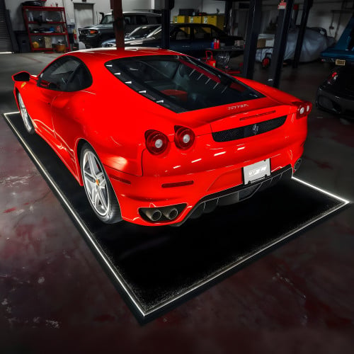 LED Edge-Lit Showroom Car Display Mat &ndash; 7'5" x 16'5" &ndash; Black Carpet