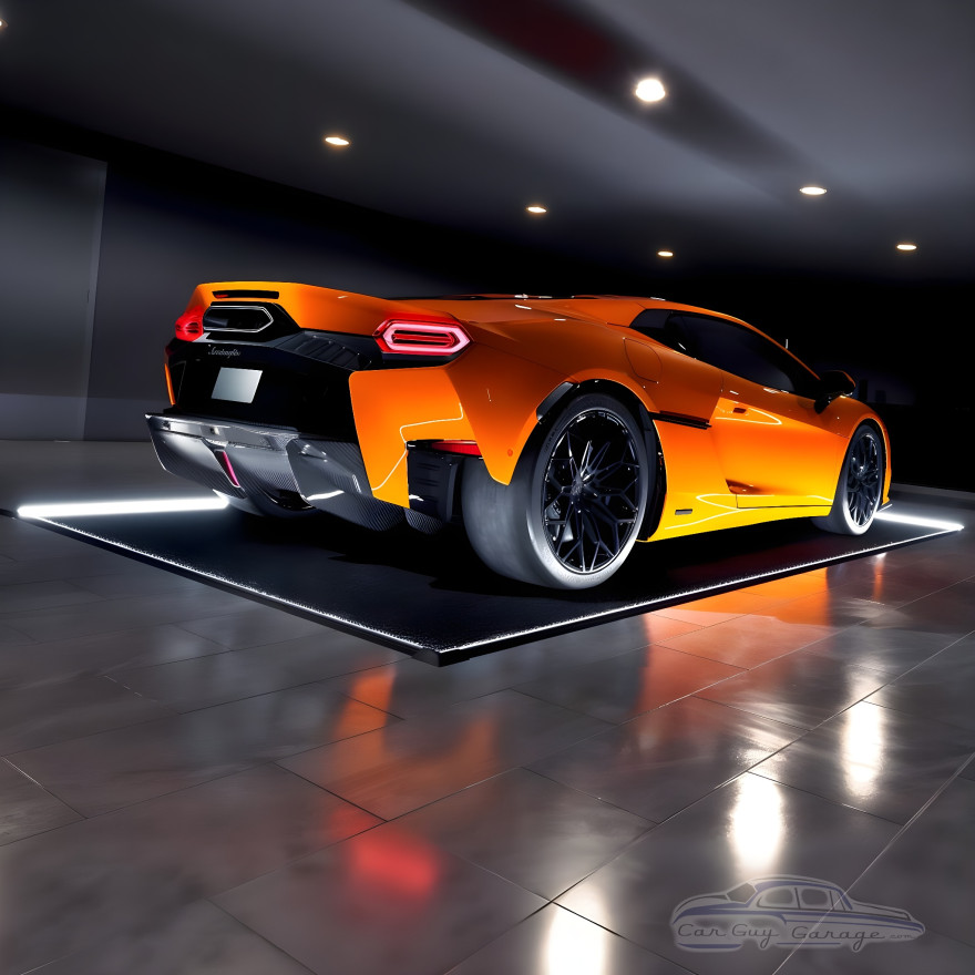 LED Edge-Lit Showroom Car Display Mat &ndash; 8'5" x 16'5" &ndash; Black Carpet