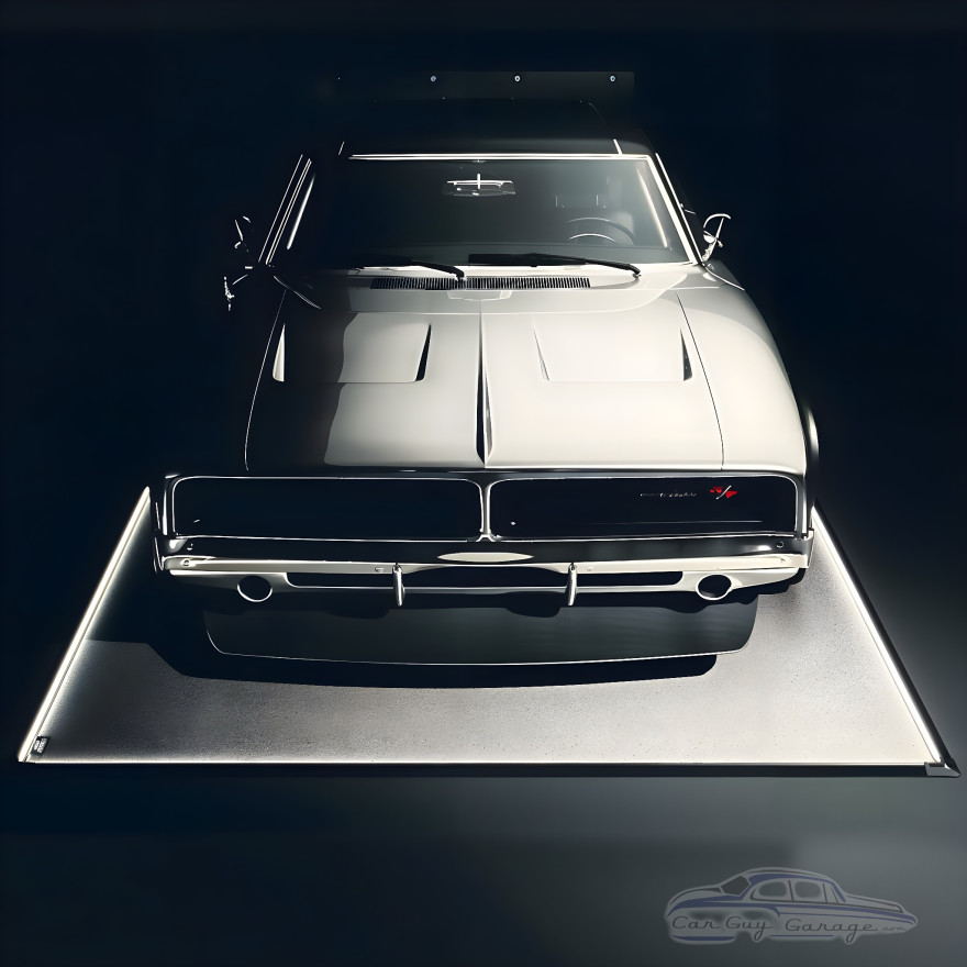 LED Edge-Lit Showroom Car Display Mat &ndash; 8'5" x 16'5" &ndash; Gray Vinyl