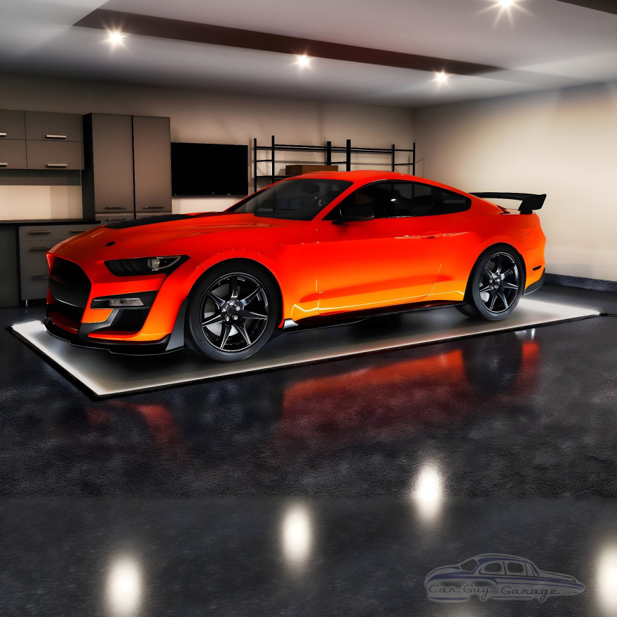 LED Edge-Lit Showroom Car Display Mat &ndash; 7'5" x 16'5" &ndash; Gray Vinyl