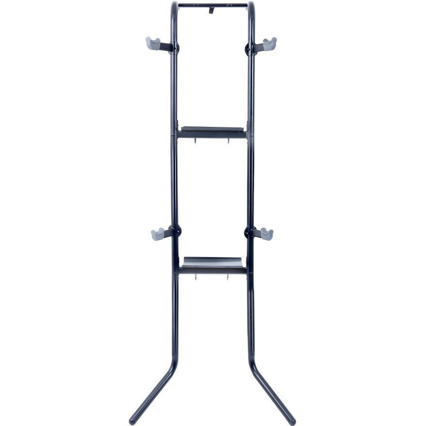 Gravity 2-Bike Vertical Freestanding Rack, Garage/Home, Shelf & Hooks