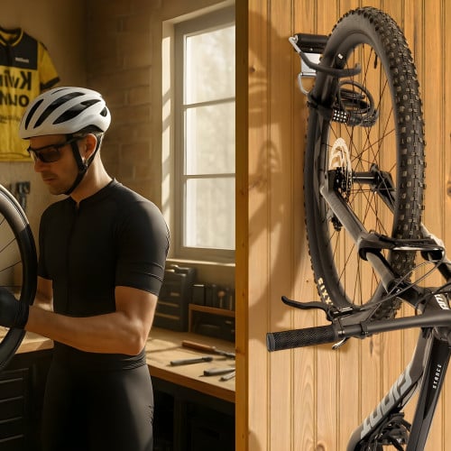 Vertical Bike Wall Mount, Lock Ring, 100 lb, 4.5 in