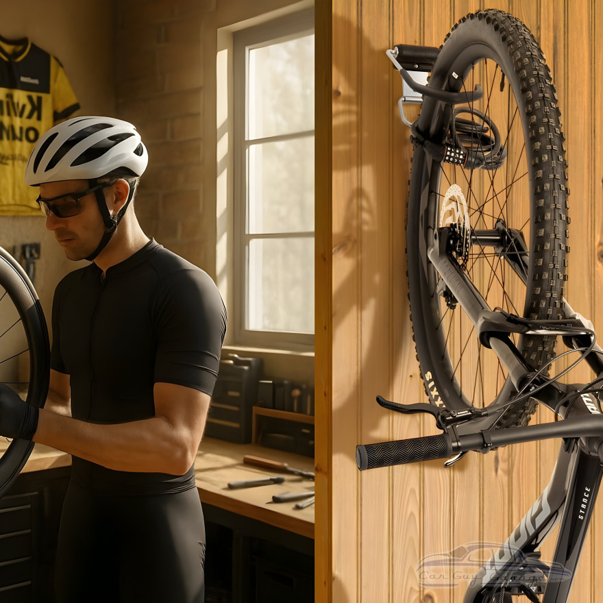 Vertical Bike Wall Mount, Lock Ring, 100 lb, 4.5 in