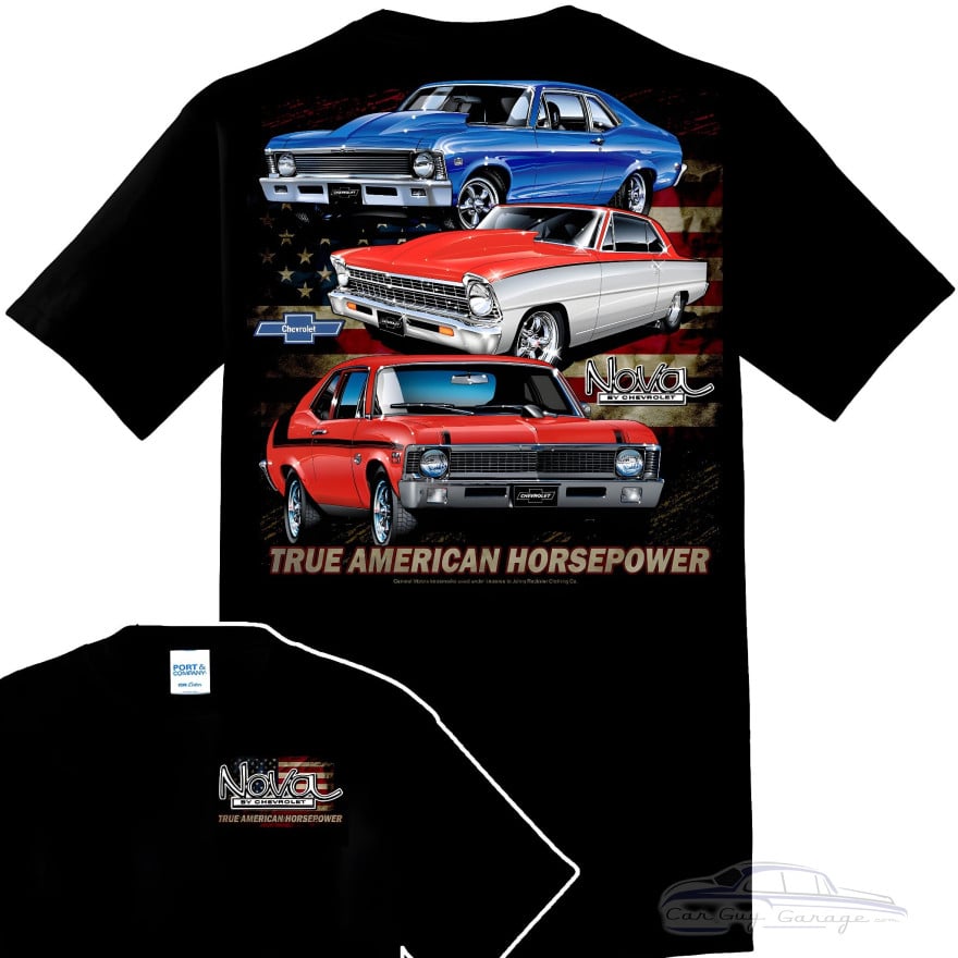 Chevy Nova True American Horsepower American Flag T-Shirt