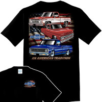 Vintage Chevy Truck T-Shirt American Flag C10 Squarebody Tee