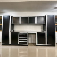12 ft Aluminum Garage Cabinet Set with Stainless Top, 24 in Deep