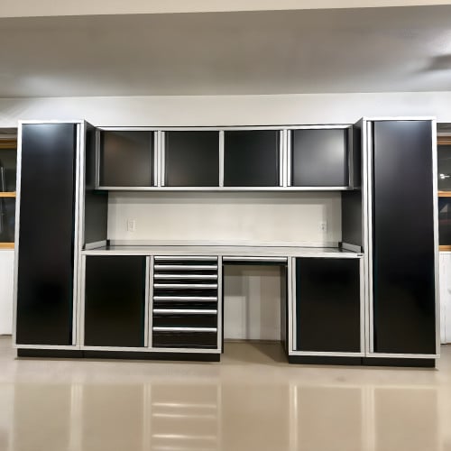 12 ft Aluminum Garage Cabinet Set with Stainless Top, 24 in Deep