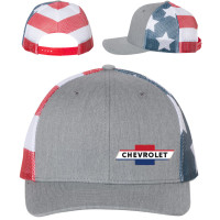Chevrolet Bowtie USA Flag Mesh Trucker Hat (Snapback)