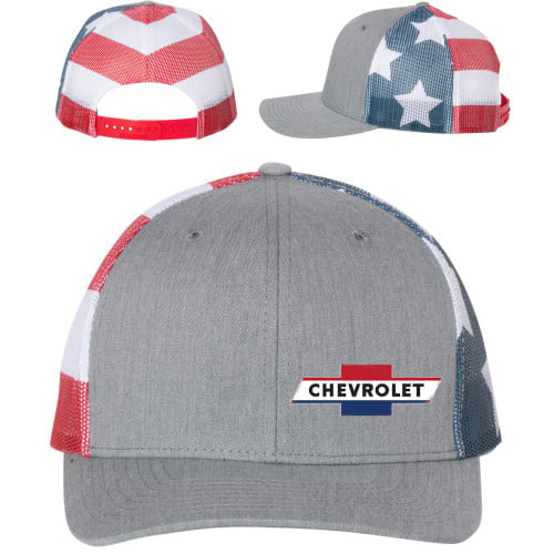 Chevrolet Bowtie USA Flag Mesh Trucker Hat (Snapback)