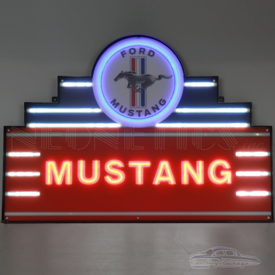 Ford Mustang Art Deco Marquee LED Sign - 39" x 28"