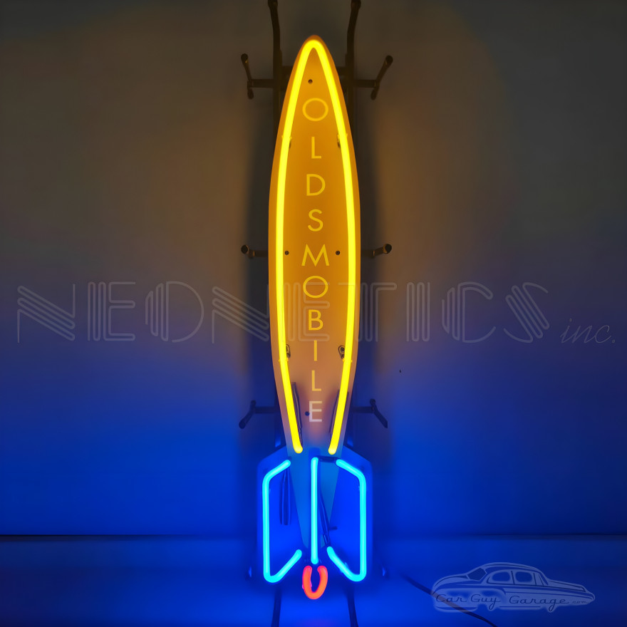 Official GM Licensed Oldsmobile Rocket Neon Sign - 8" x 34"
