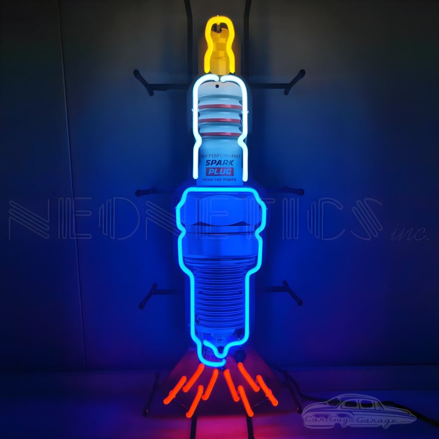 Spark Plug Neon Sign for Garage, Man Cave or Auto Shop - 12