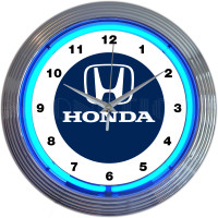 Officially Licensed Honda Blue Neon Wall Clock, 15-Inch, Chrome Rim
