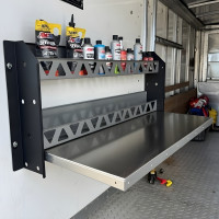 49.5" Aluminum Wall-Mounted Folding Workbench with Shelves