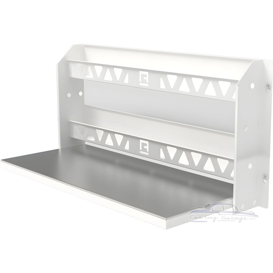 49.5" Aluminum Wall-Mounted Folding Workbench with Shelves