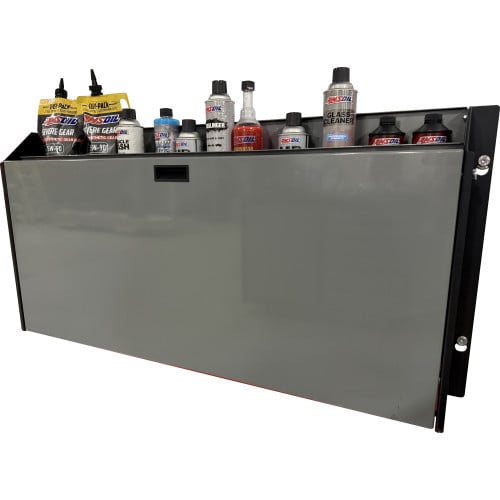 49.5" Aluminum Wall-Mounted Folding Workbench with Shelves