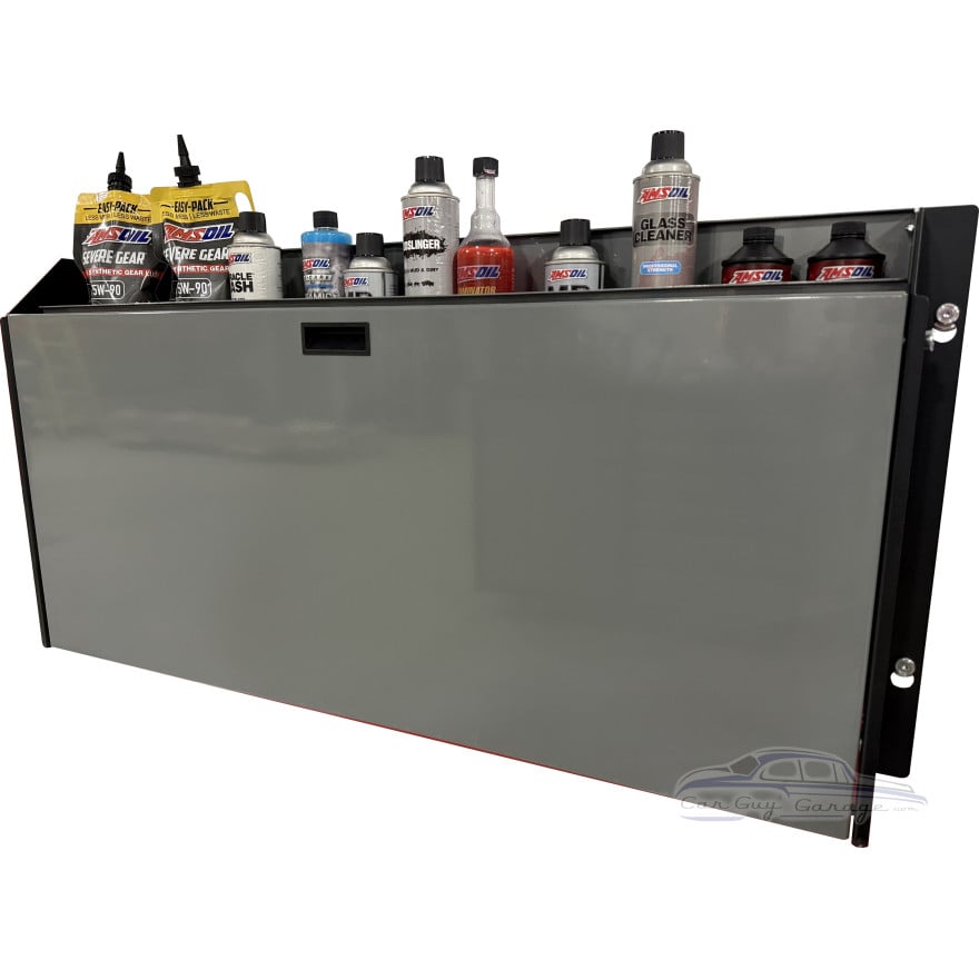 49.5" Aluminum Wall-Mounted Folding Workbench with Shelves
