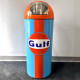 Gulf Racing Heritage Edition Dome-Top Metal Trash Can, Push Door, 18.5 Gal
