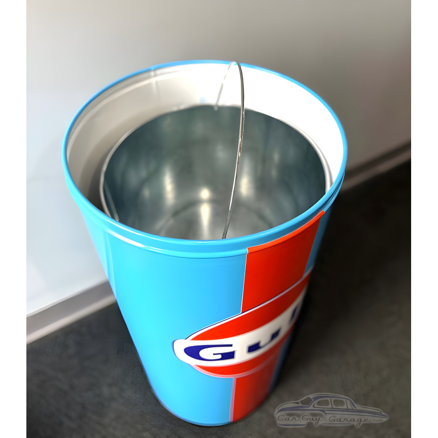 Gulf Racing Heritage Edition Dome-Top Metal Trash Can, Push Door, 18.5 Gal