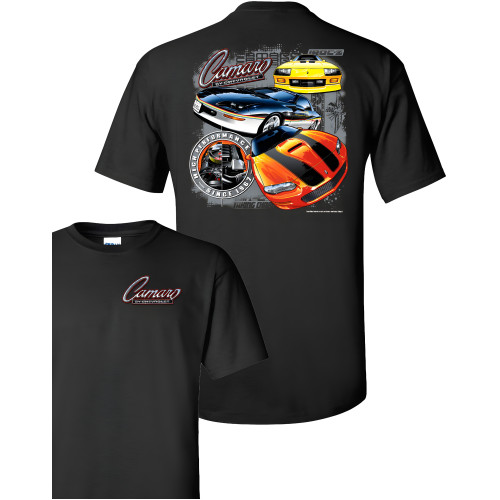 Chevy Camaro T-Shirt with Late Generation Iroc Z Icons