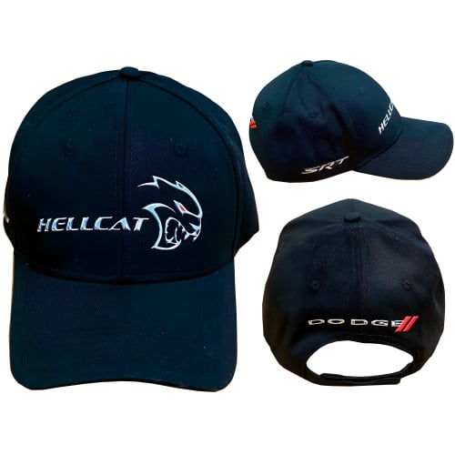 Dodge SRT Hellcat Hat with Silver Fender Badge Emblem