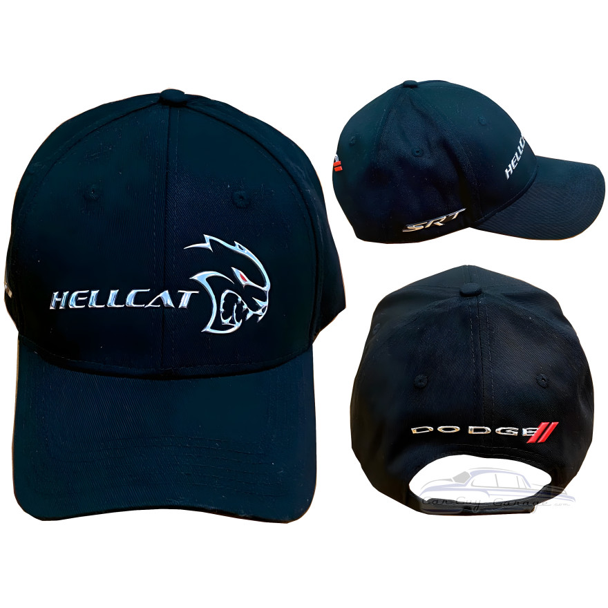Dodge SRT Hellcat Hat with Silver Fender Badge Emblem