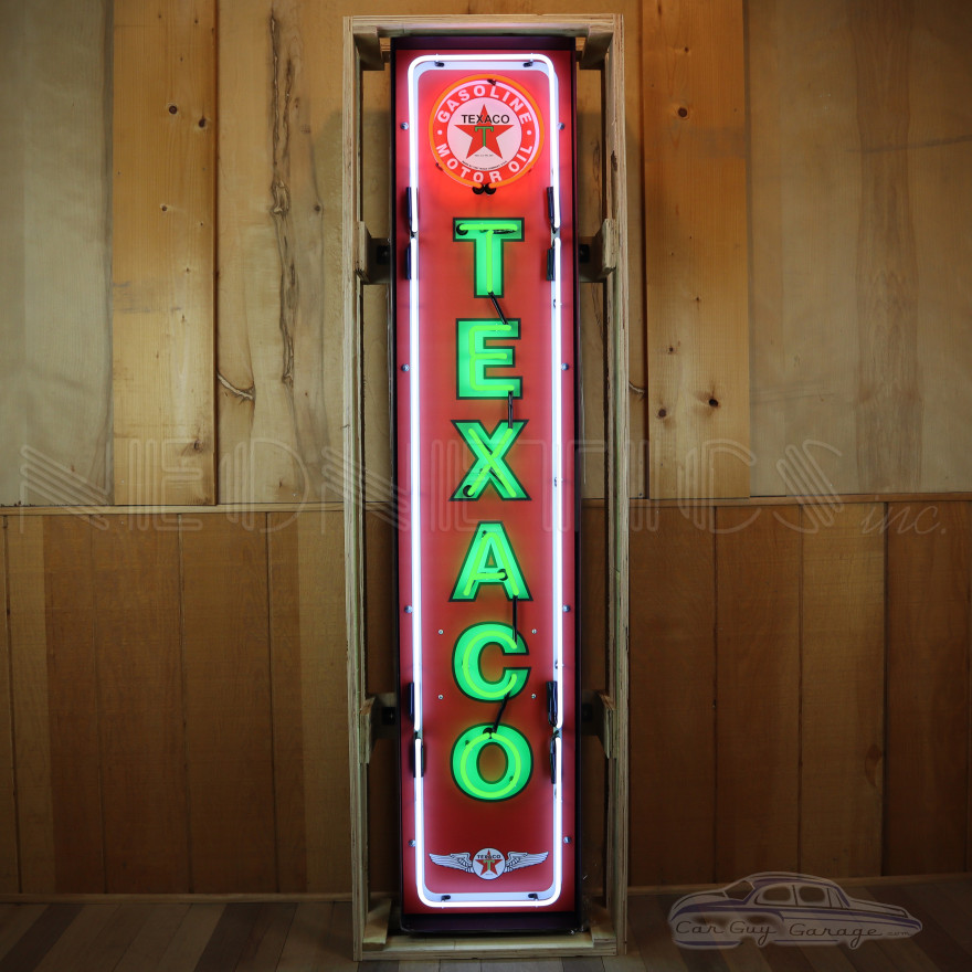 Texaco Vertical Neon Sign for Garage - 14" x 72"