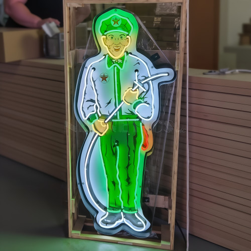 Texaco Service Station Attendant Neon Sign - 25" x 60"