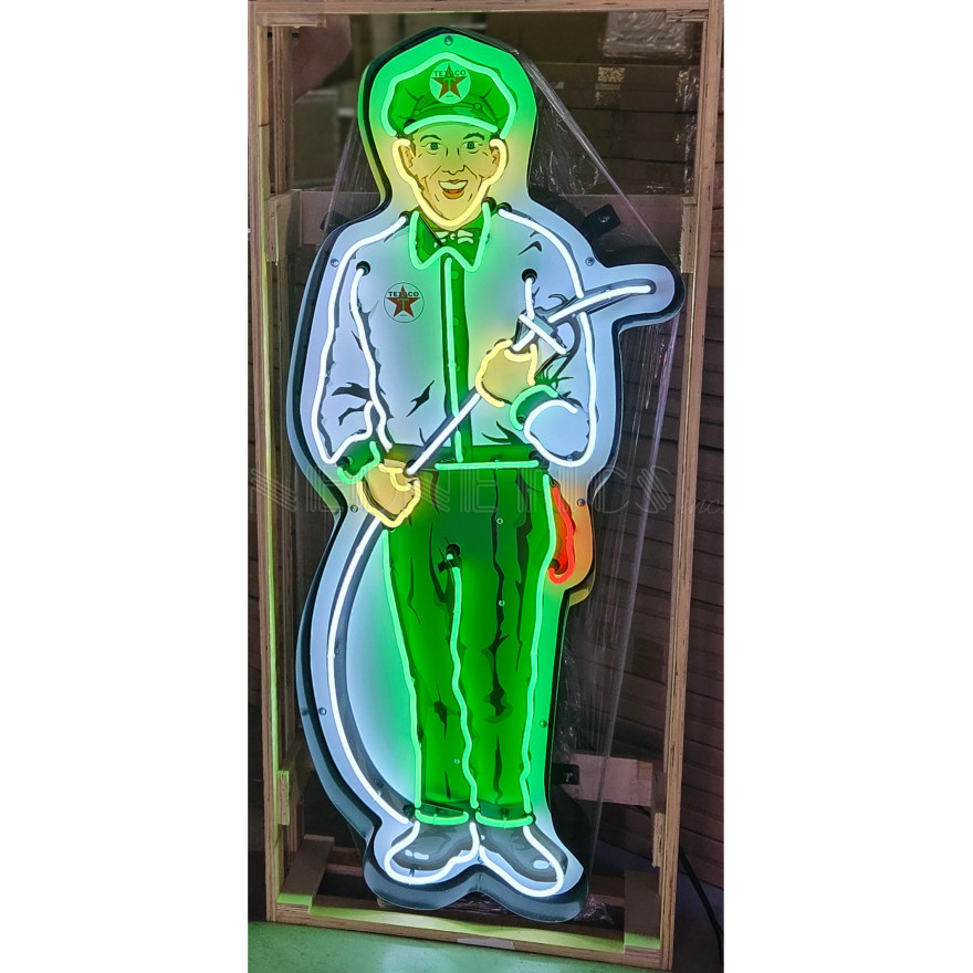 Texaco Service Station Attendant Neon Sign 25" x 60"