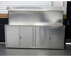 8 foot Set of Diamond Plate Shelving and Cabinets