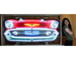 57 Chevy Bel Air Grill Neon Sign In Steel Can