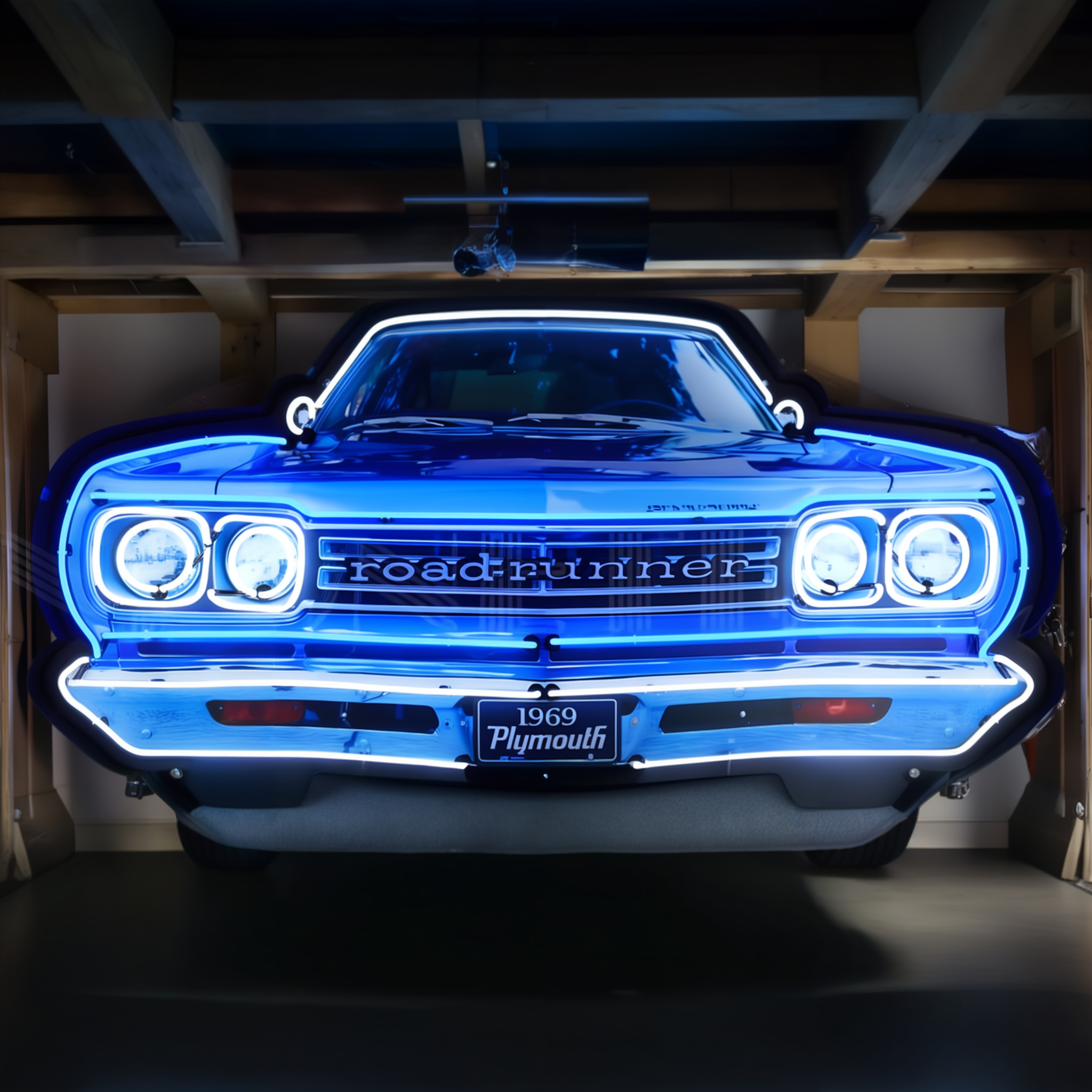 Plymouth Road Runner Grill Neon Sign - Classic Car Decor