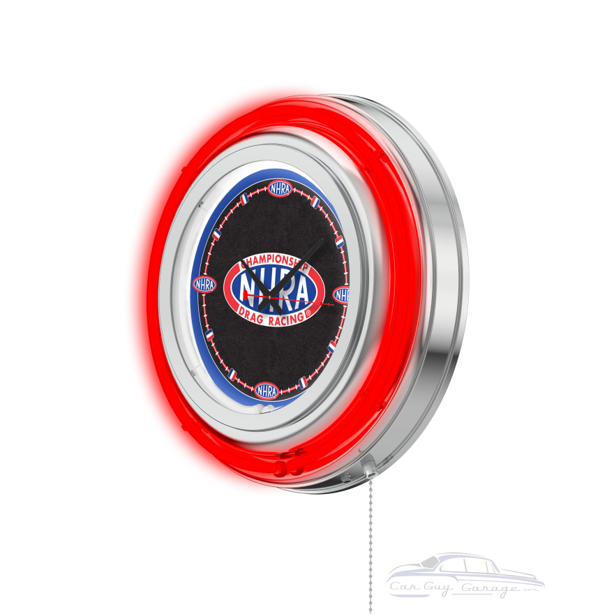 NHRA Drag Racing Red Neon Clock - 15" NHRA Drag Racing Red Neon Clock - 15"