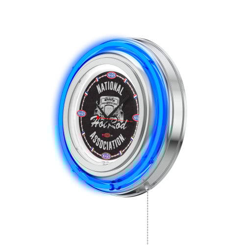 NHRA Drag Racing Hot Rod Blue Neon Clock - 15"