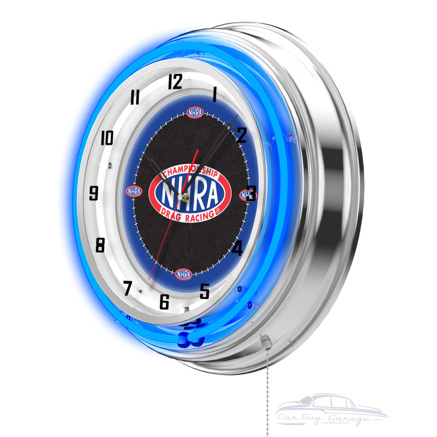 NHRA Drag Racing Blue Neon Clock - 19" NHRA Drag Racing Blue Neon Clock - 19"