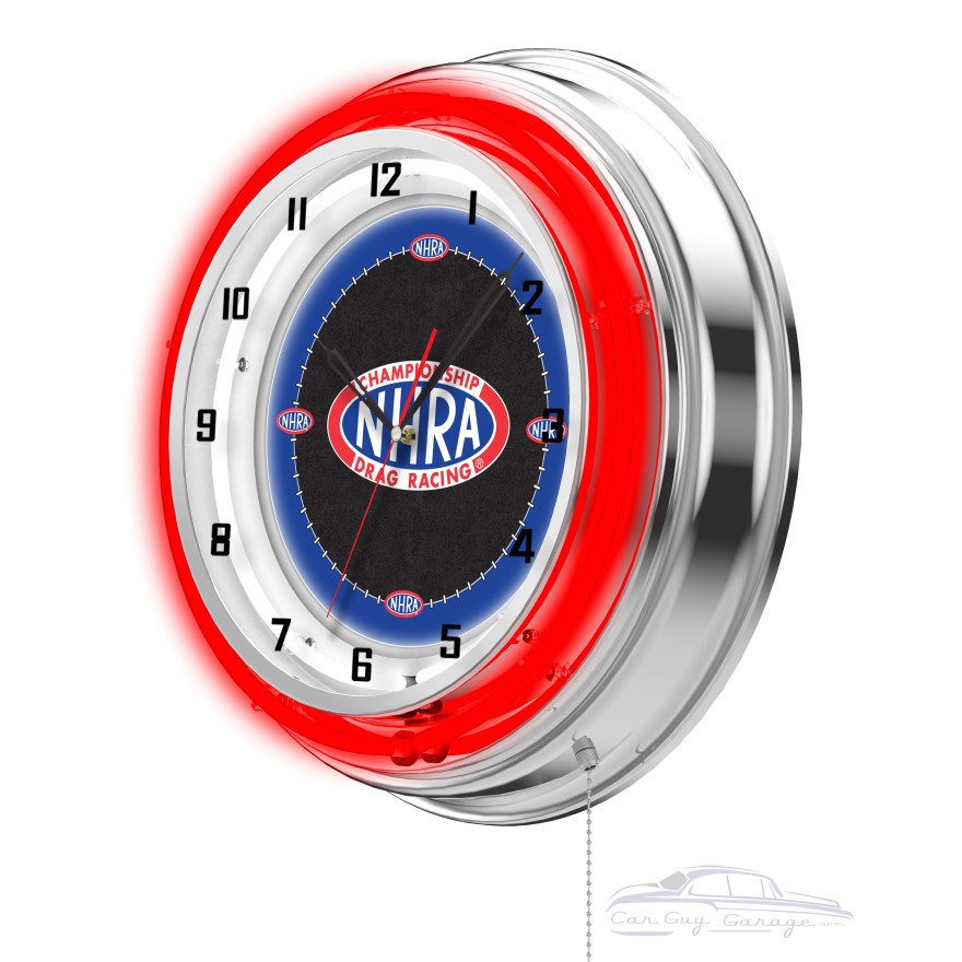 NHRA Drag Racing Red Neon Clock - 19" NHRA Drag Racing Red Neon Clock - 19"