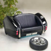 Cobra Roadster Car Couch - Black with Racing Stripe, Lights